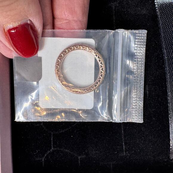 Pandora Sparkle & Hearts Ring 14k rose gold plating Size 7 New in Bag - Picture 5 of 11